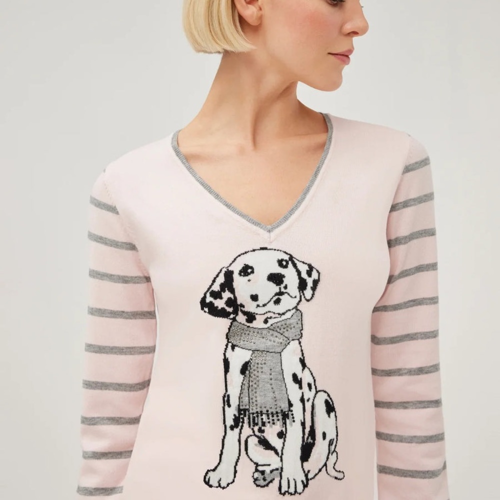 Leo & Ugo Knit Dog Sweater Top Style AW493 Pink and Gray Dog Sweater 4